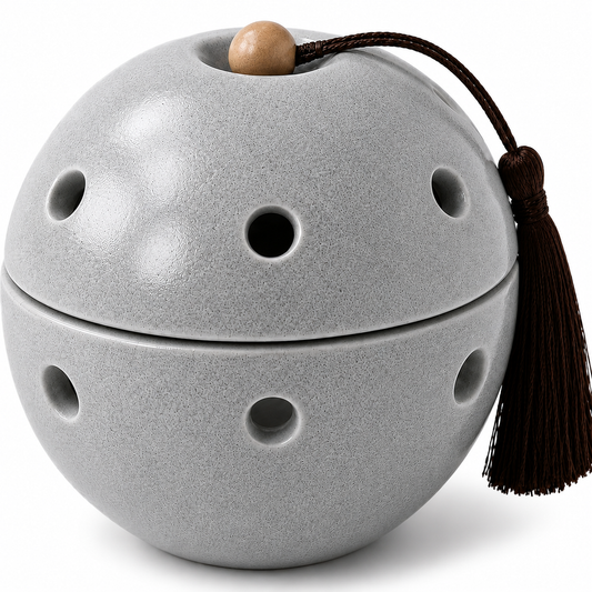 Ceramic Round Incense Burner with Lid and Tassel