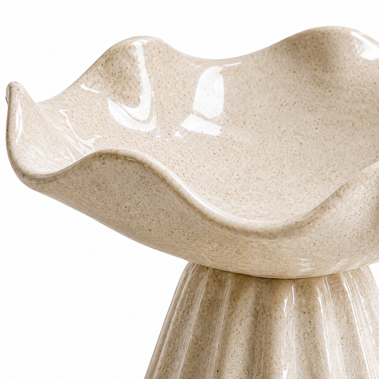 Ceramic Scalloped Pedestal Bowl
