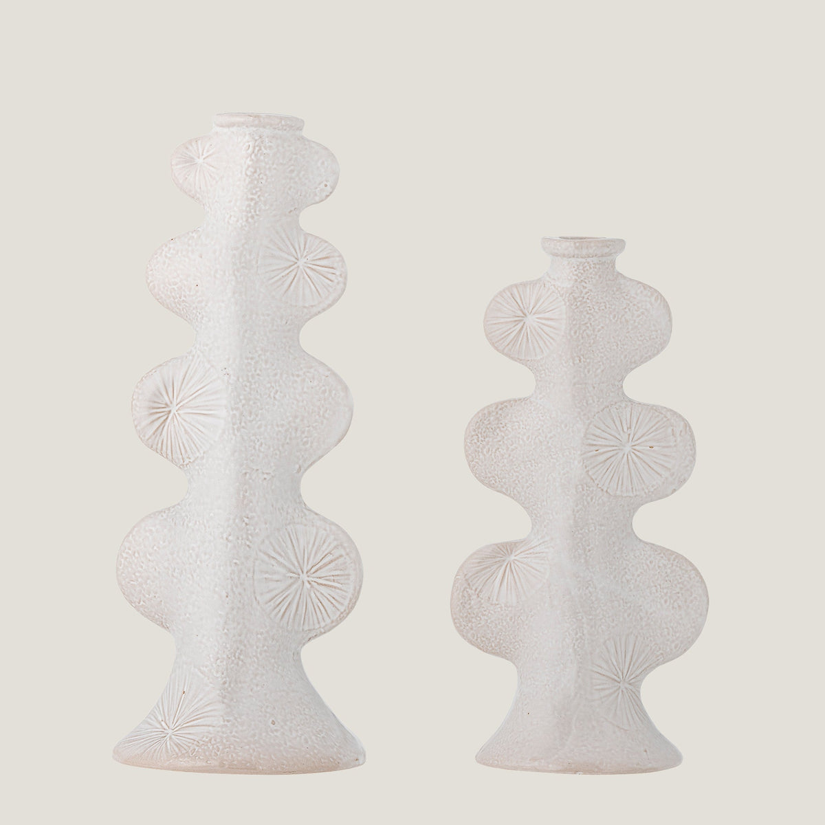 Cason stoneware candlestick holders, set of 2