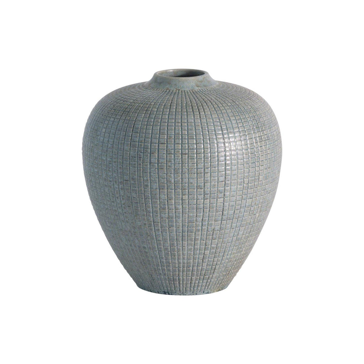 Mini Check Bulbous Vase - Reactive Silver Blue