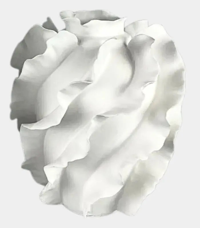 The Cascade Sculptural Ceramic Vase White Handcrafted Large