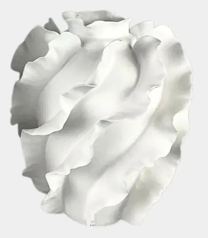 The Cascade Sculptural Ceramic Vase White Handcrafted Large