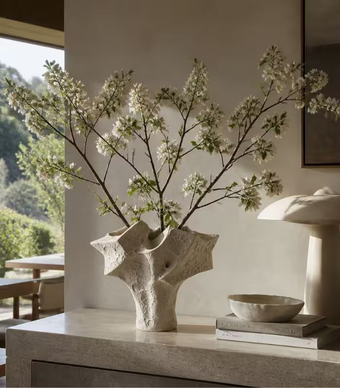 Laguna Large Handmade Ceramic Vase – Organic Textured Sand Finish, Sculptural Form 39 cm