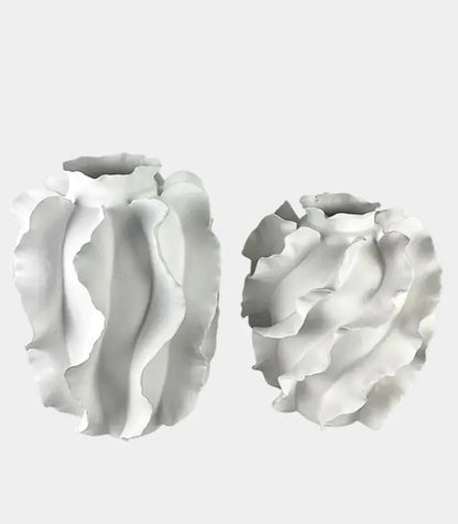 The Cascade Sculptural Ceramic Vase White Handcrafted Large
