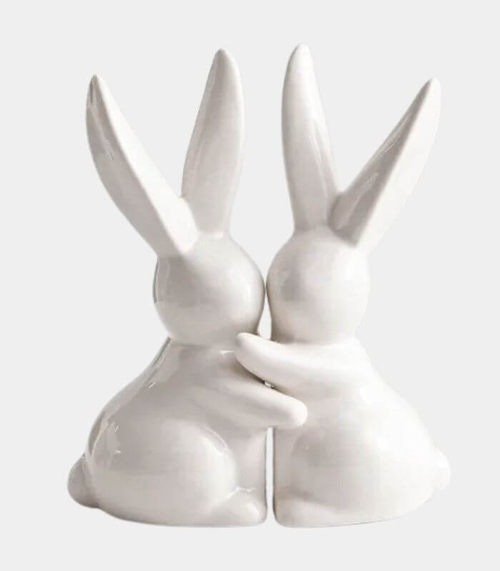 Set 2 Pcs Bunny Rabbit Ceramic Bookends 18 cm