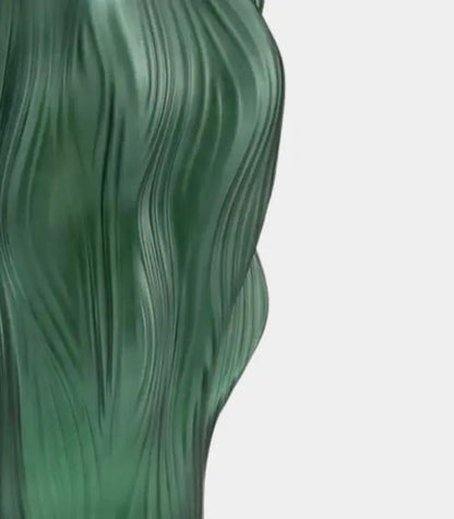 Sylvane Sculptural Glass Vase | Frosted Green Ribbed Decorative Vessel 30 cm / 11.8 in