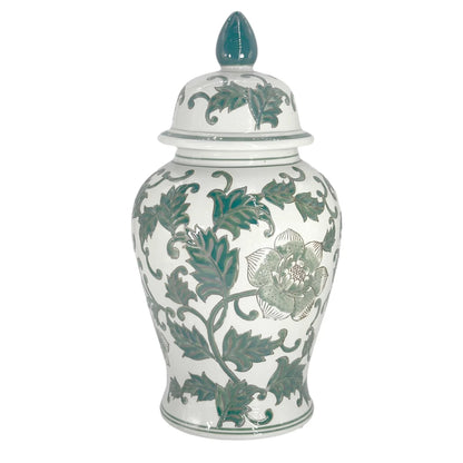 Green & White Classic Chinoiserie Ceramic Jar