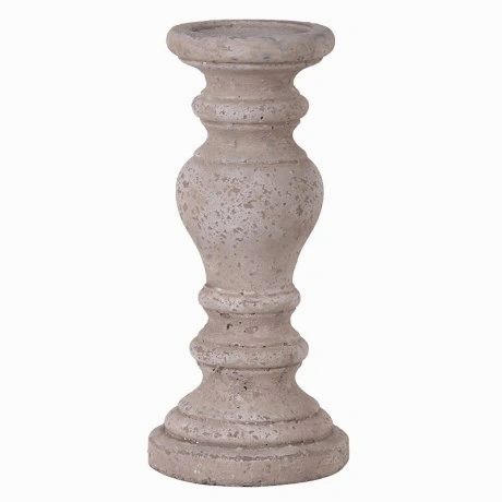 Corfe Aged Stone Candlestick - 2 Sizes