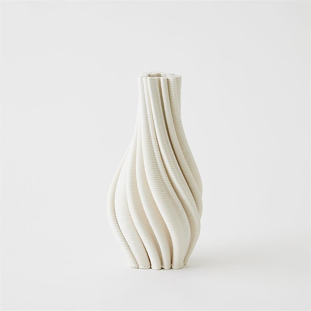 Twist Printed Vase - Matte White - Sm