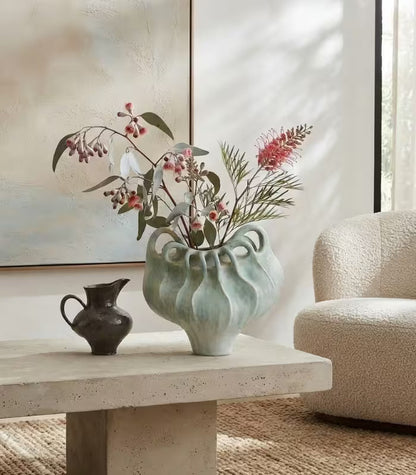 Marielle Hand-Painted Ceramic Vase | Sculptural Multi-Handle Art Vessel 33 cm / 13 in