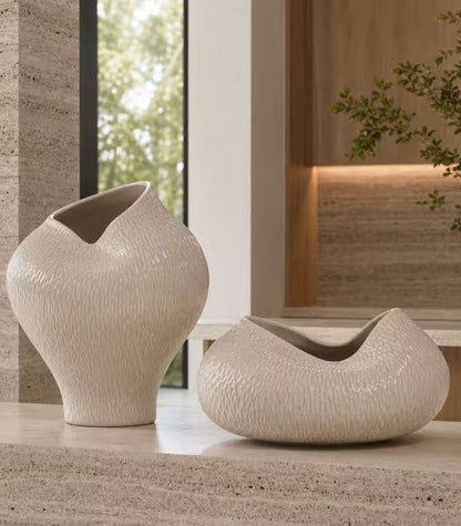 Odessa Handcrafted Ceramic Vase – White Textured Organic Sculptural Form 29 cm (11.42 in)