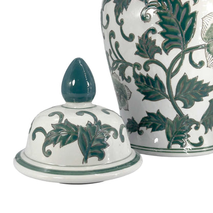 Green & White Classic Chinoiserie Ceramic Jar