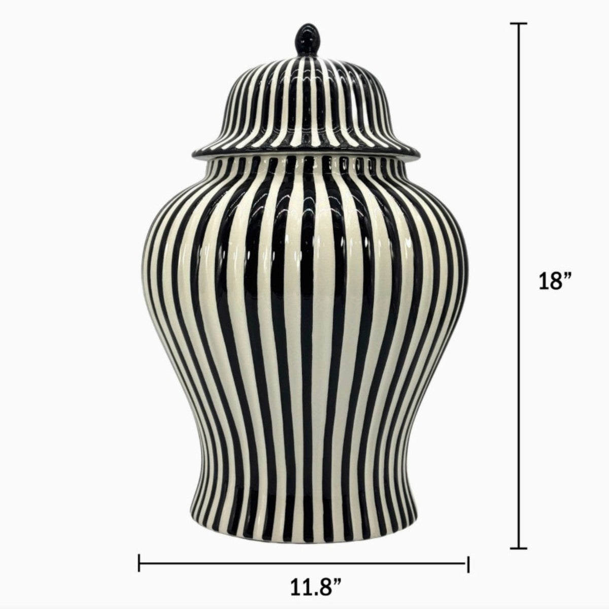 Black & White Striped Ceramic Jar