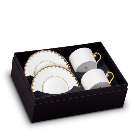 Aegean Filet Gold Teacup & Saucer - Gold (Set of 2)