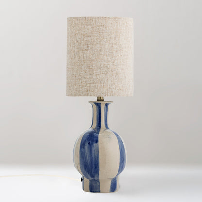 Alida hand-painted stoneware table lamp, blue stripe