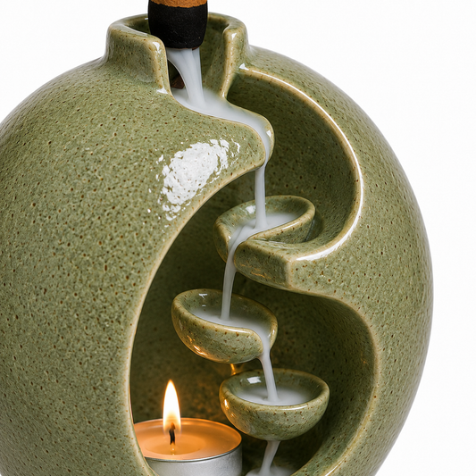 Ceramic Backflow Incense Burner with Tealight Holder
