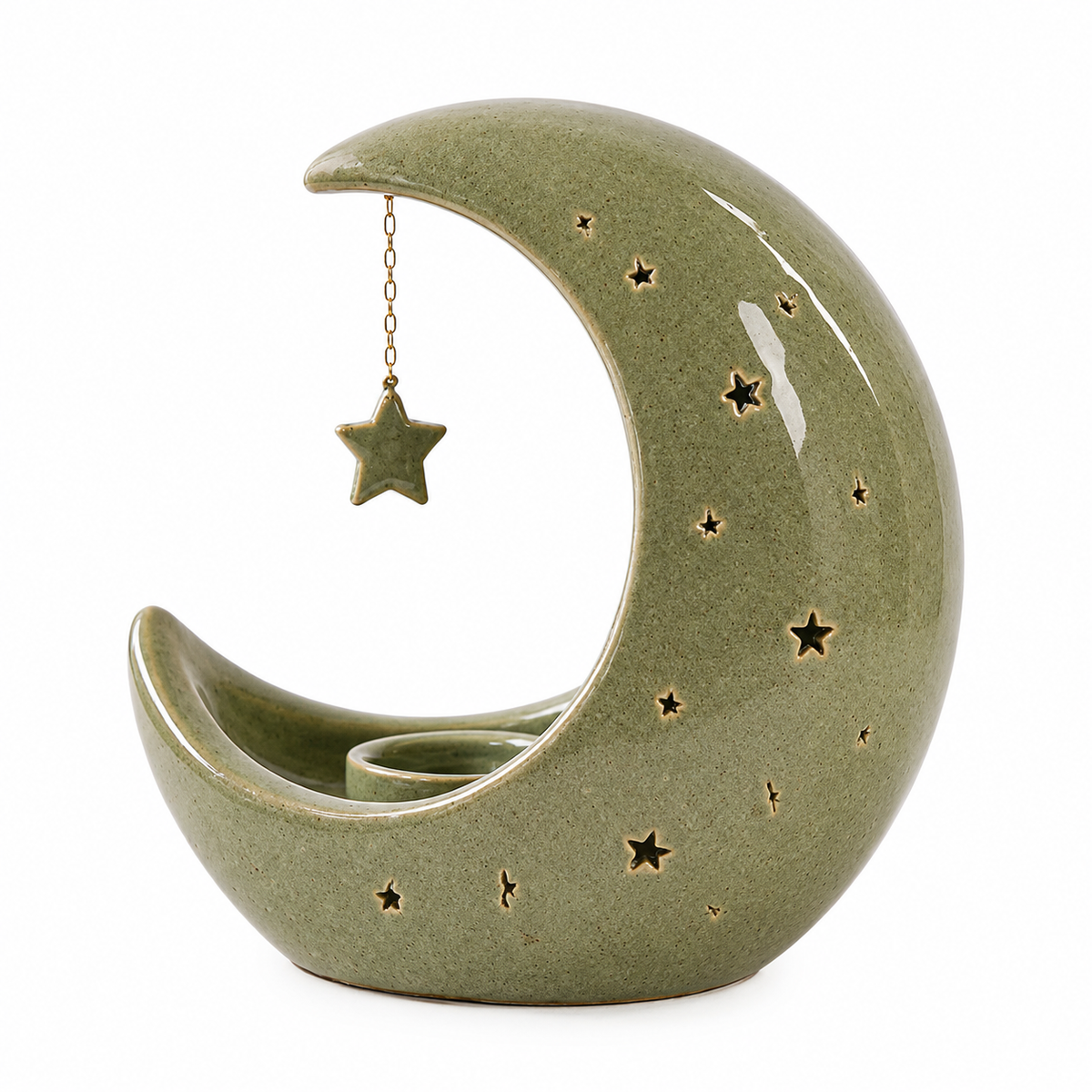Ceramic Crescent Moon Tealight Candle Holder