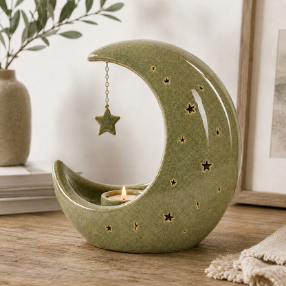 Ceramic Crescent Moon Tealight Candle Holder