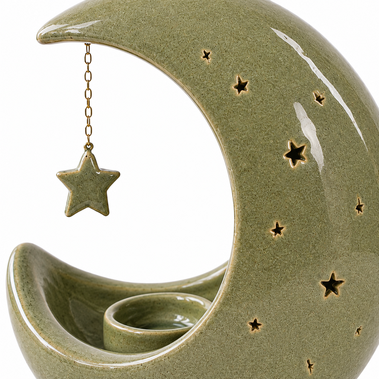 Ceramic Crescent Moon Tealight Candle Holder