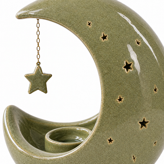 Ceramic Crescent Moon Tealight Candle Holder