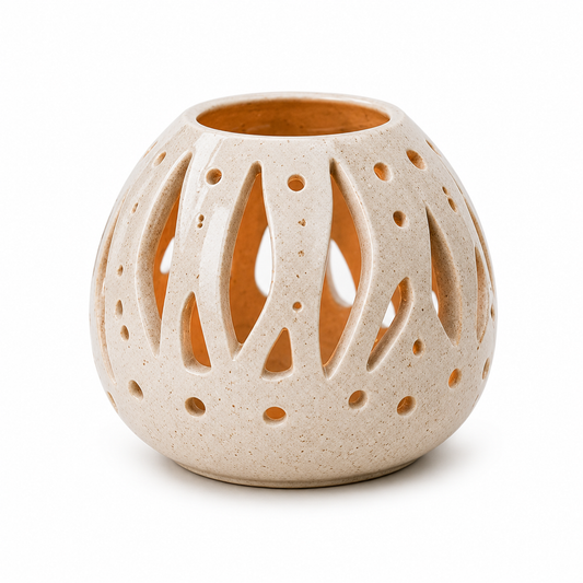 Ceramic Cutout Candle Lantern