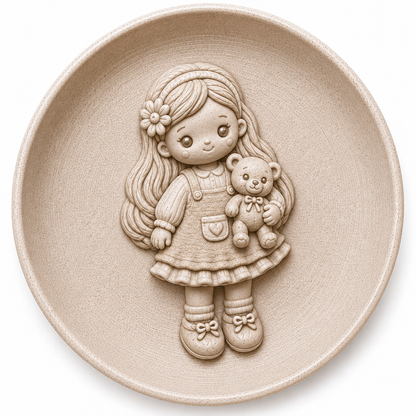 Ceramic Girl and Teddy Bear Decorative Wall Plate