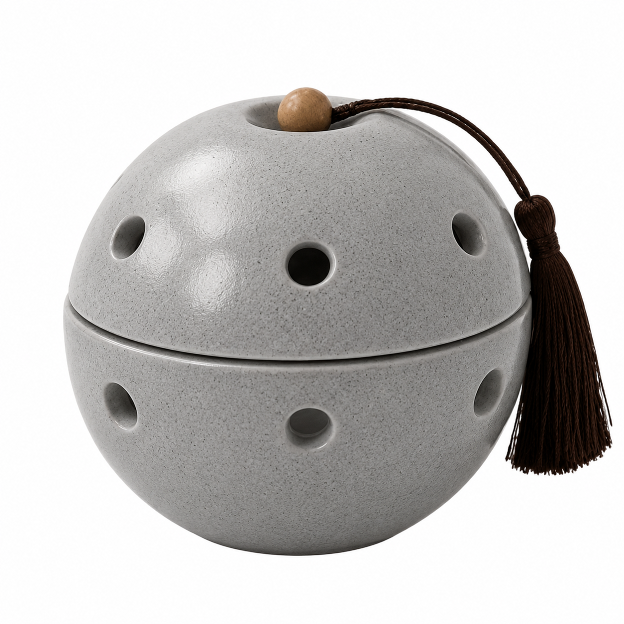 Ceramic Round Incense Burner with Lid and Tassel