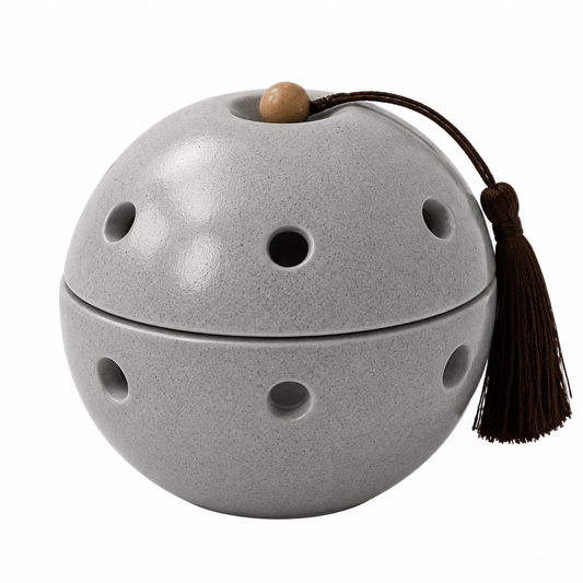 Ceramic Round Incense Burner with Lid and Tassel
