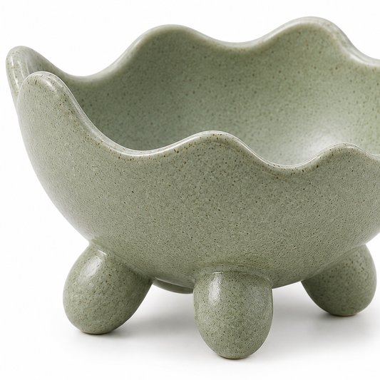 Ceramic Scalloped Footed Decorative Bowl