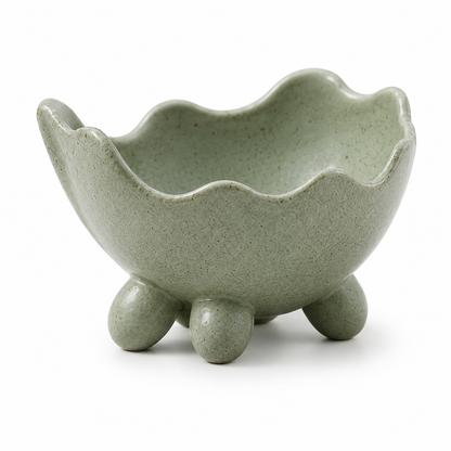 Ceramic Scalloped Footed Decorative Bowl