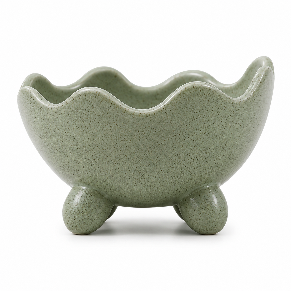 Ceramic Scalloped Footed Decorative Bowl