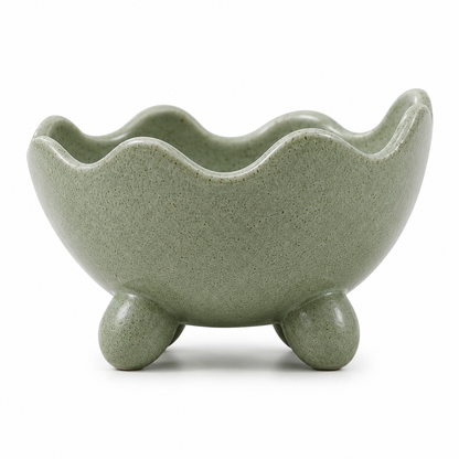Ceramic Scalloped Footed Decorative Bowl