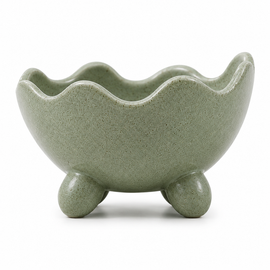Ceramic Scalloped Footed Decorative Bowl