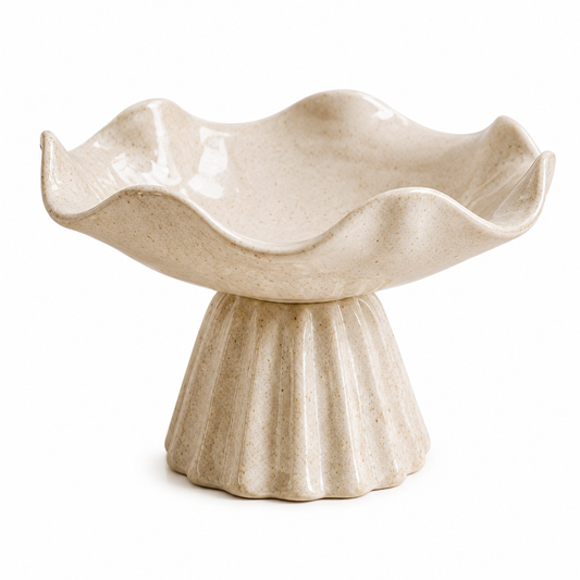 Ceramic Scalloped Pedestal Bowl