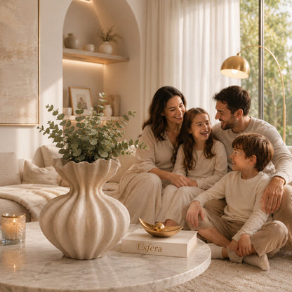 Sculptural Ivory Ceramic Vase for Calm Luxury Interiors