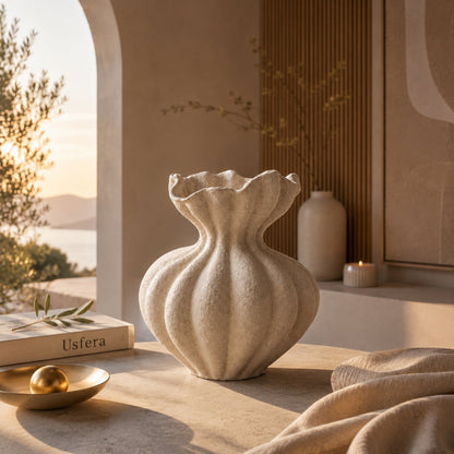 Sculptural Ivory Ceramic Vase for Calm Luxury Interiors