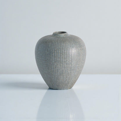 Mini Check Bulbous Vase - Reactive Silver Blue