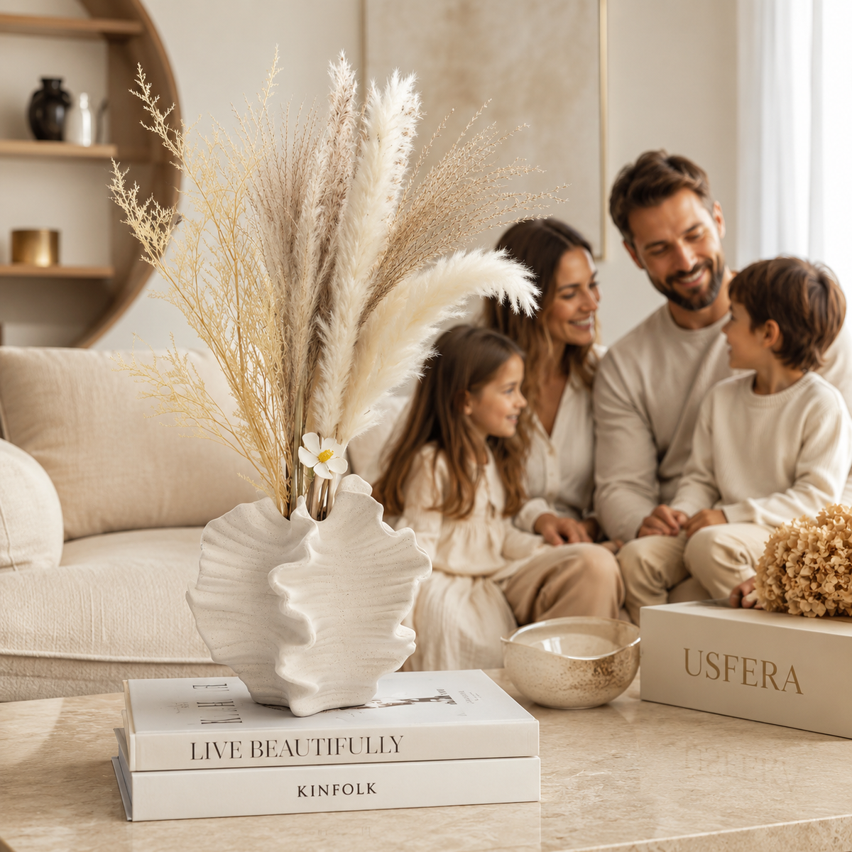 Sculptural Ivory Ceramic Vase for Calm Luxury Interiors