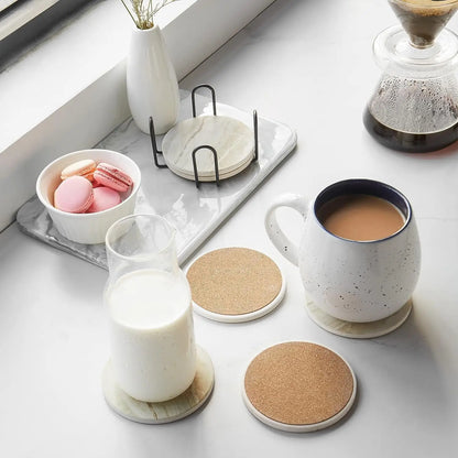 Marble-Style Ceramic Coaster Set for Calmer Living Spaces