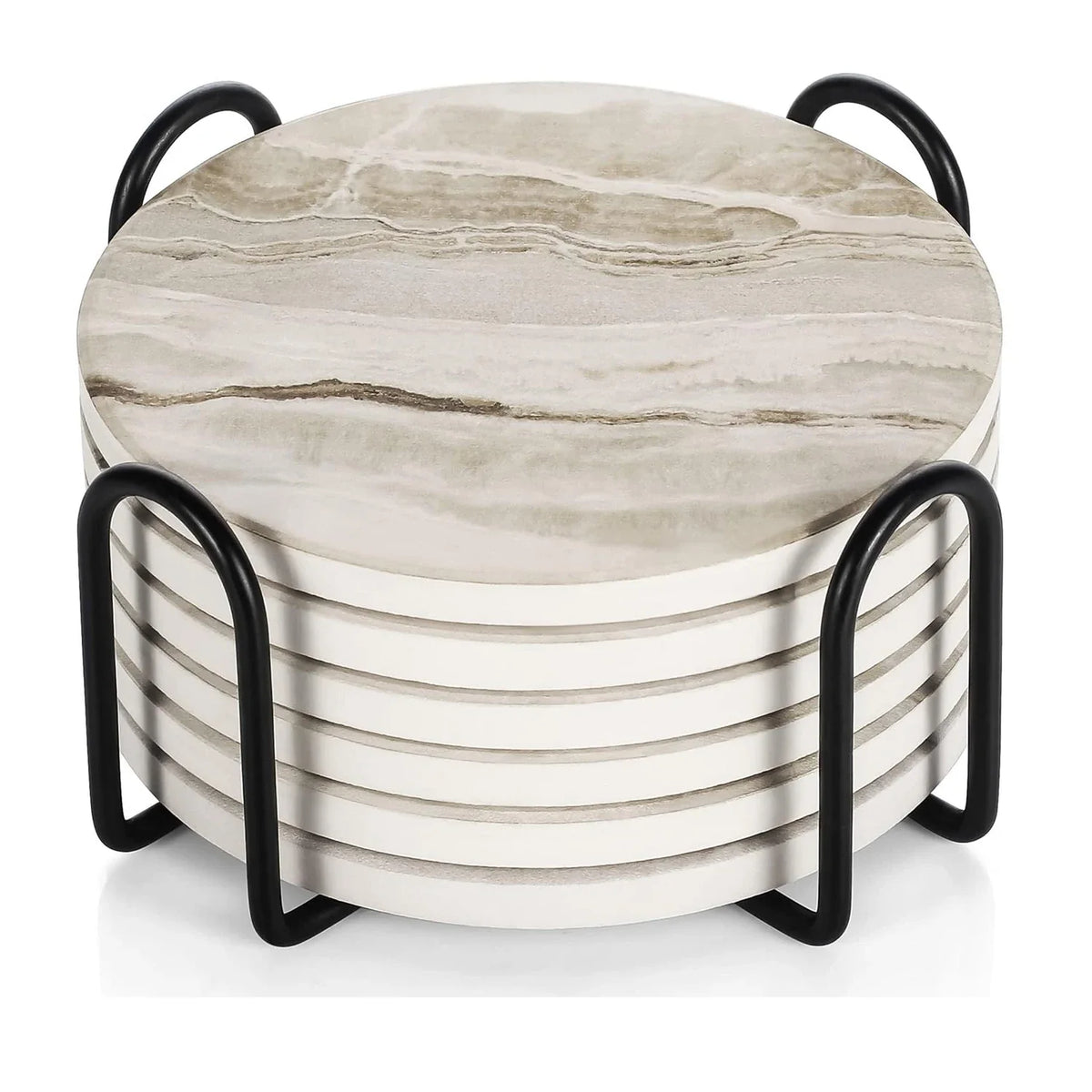 Marble-Style Ceramic Coaster Set for Calmer Living Spaces