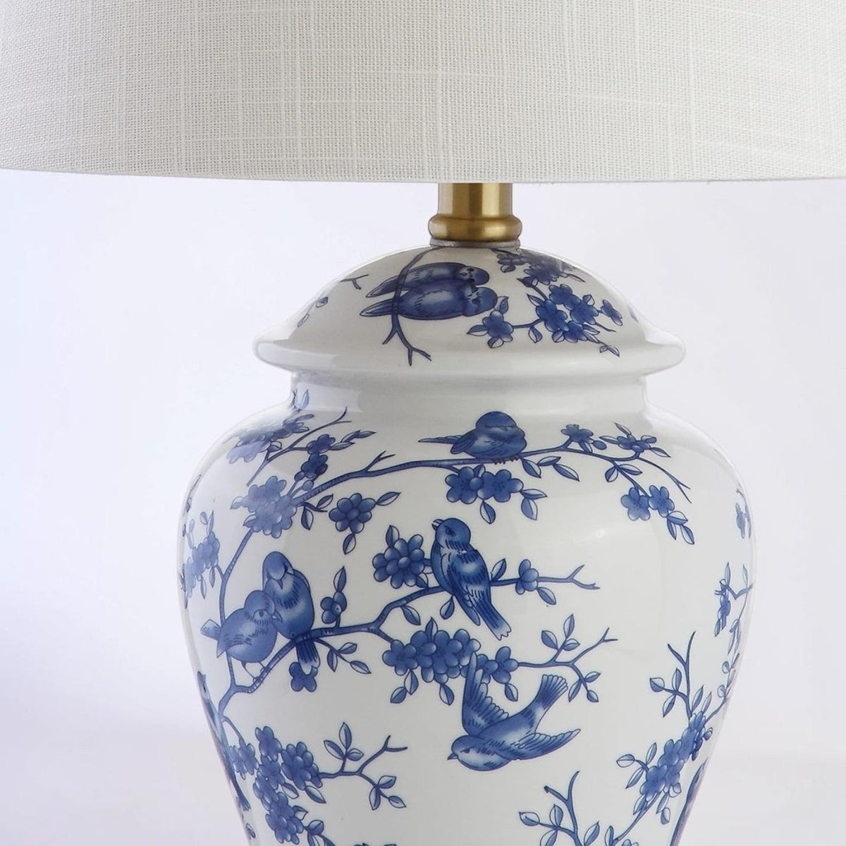 22" Blue & White Ceramic Tabletop Lamp - LED