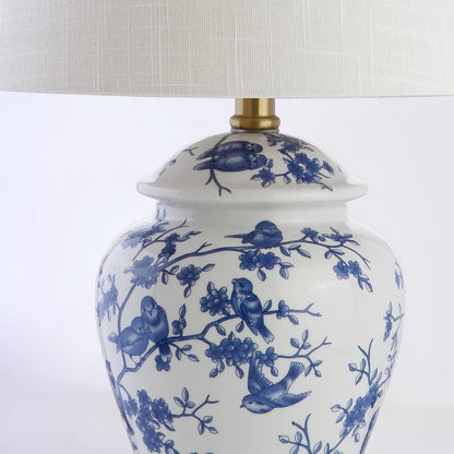 22" Blue & White Ceramic Tabletop Lamp - LED