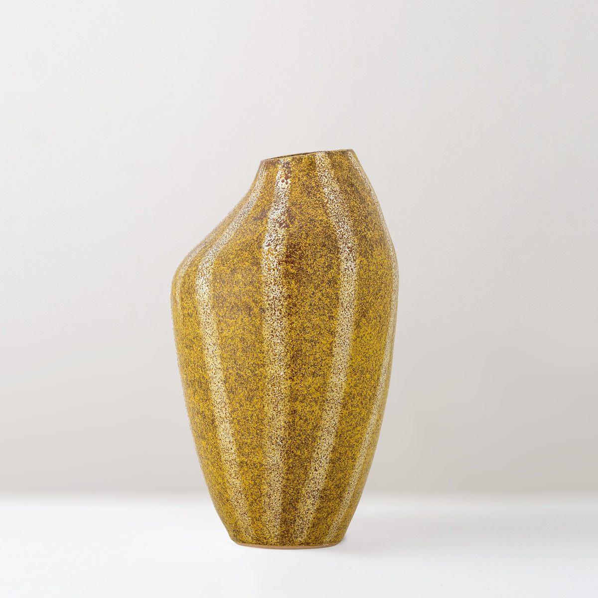 Abella large stoneware vase, mustard yellow