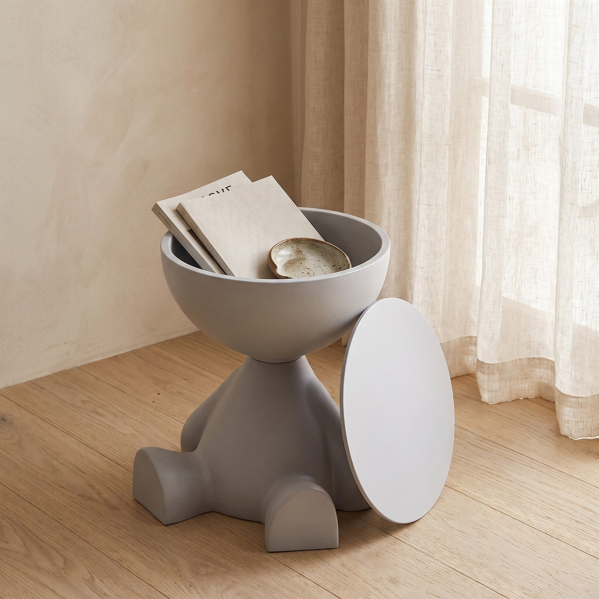 Bowl-Top Storage End Table